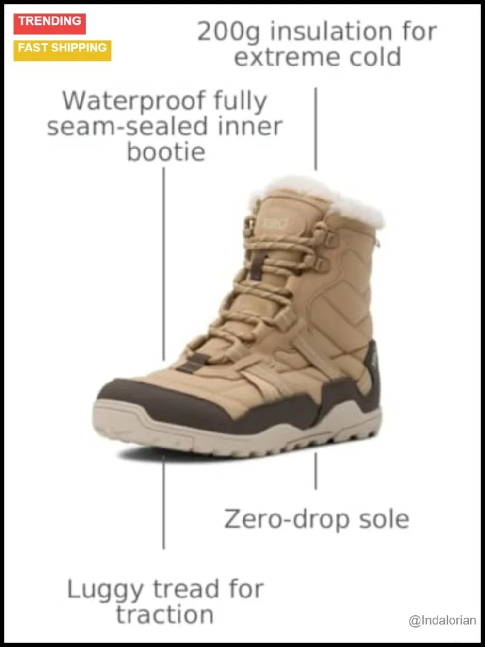 Women's Lace-Up Snow Boots - Insulated Barefoot Winter Boots for Snow